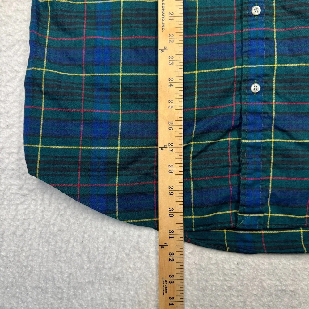 Polo Ralph Lauren Oxford Classic Fit Dress Shirt Blue Green‎ Plaid Men's Size XL